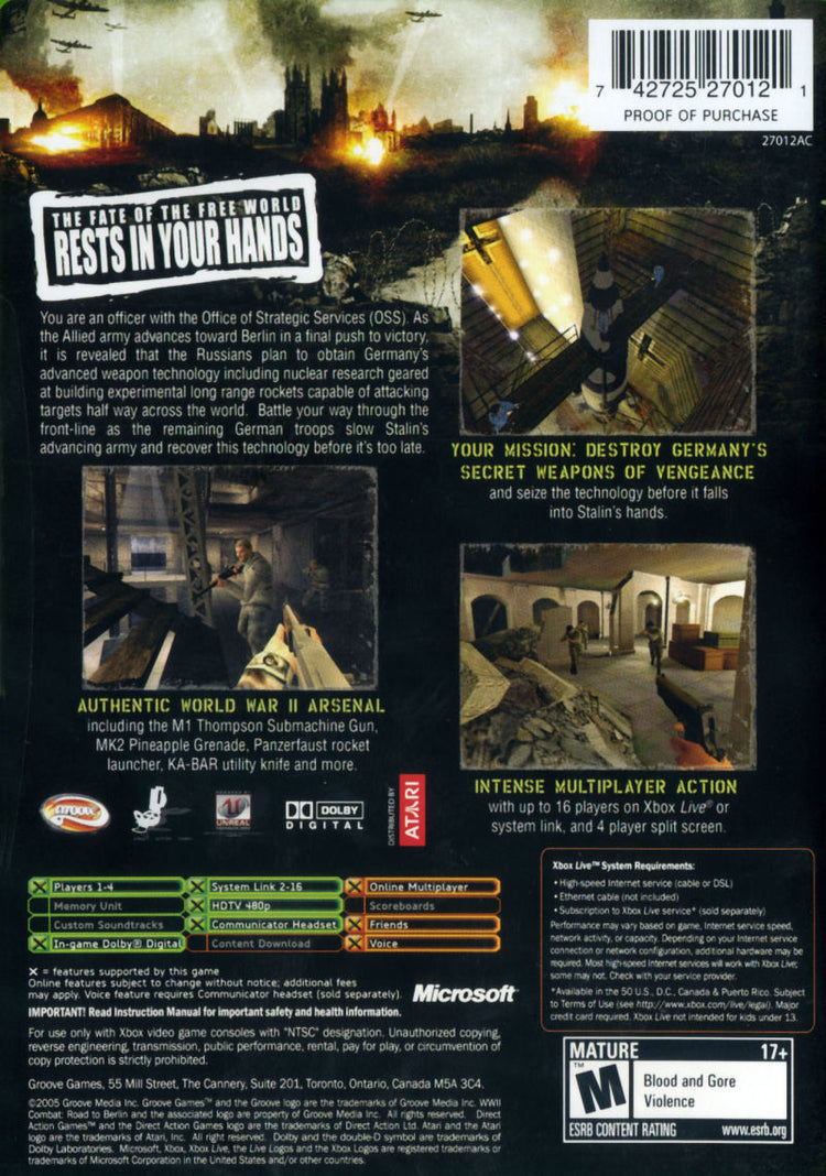 World War II Combat Road To Berlin - Xbox Game